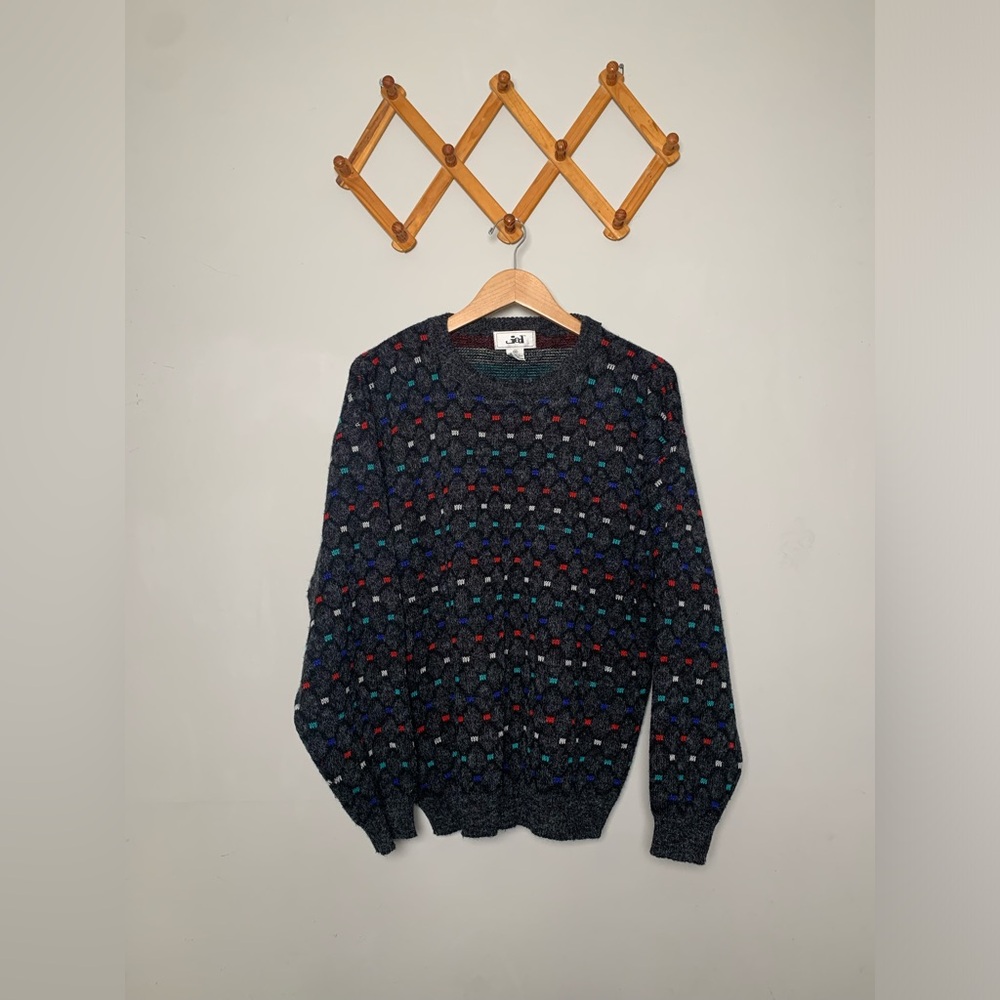 Vintage Men’s Jed 90s/80s Style Gray Patterned Pullover Sweater SZ M